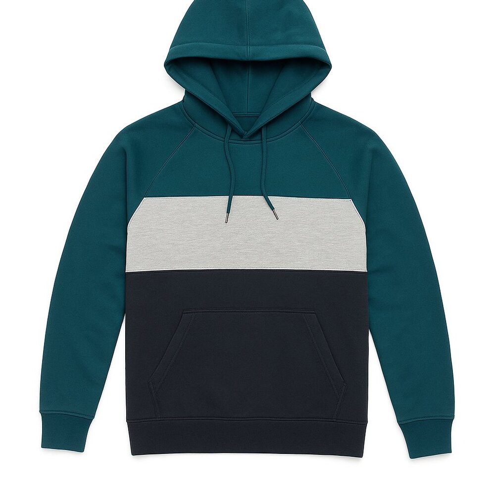 American Eagle AE Hoodie Teal Gray Navy Pullover Sweatshirt Medium